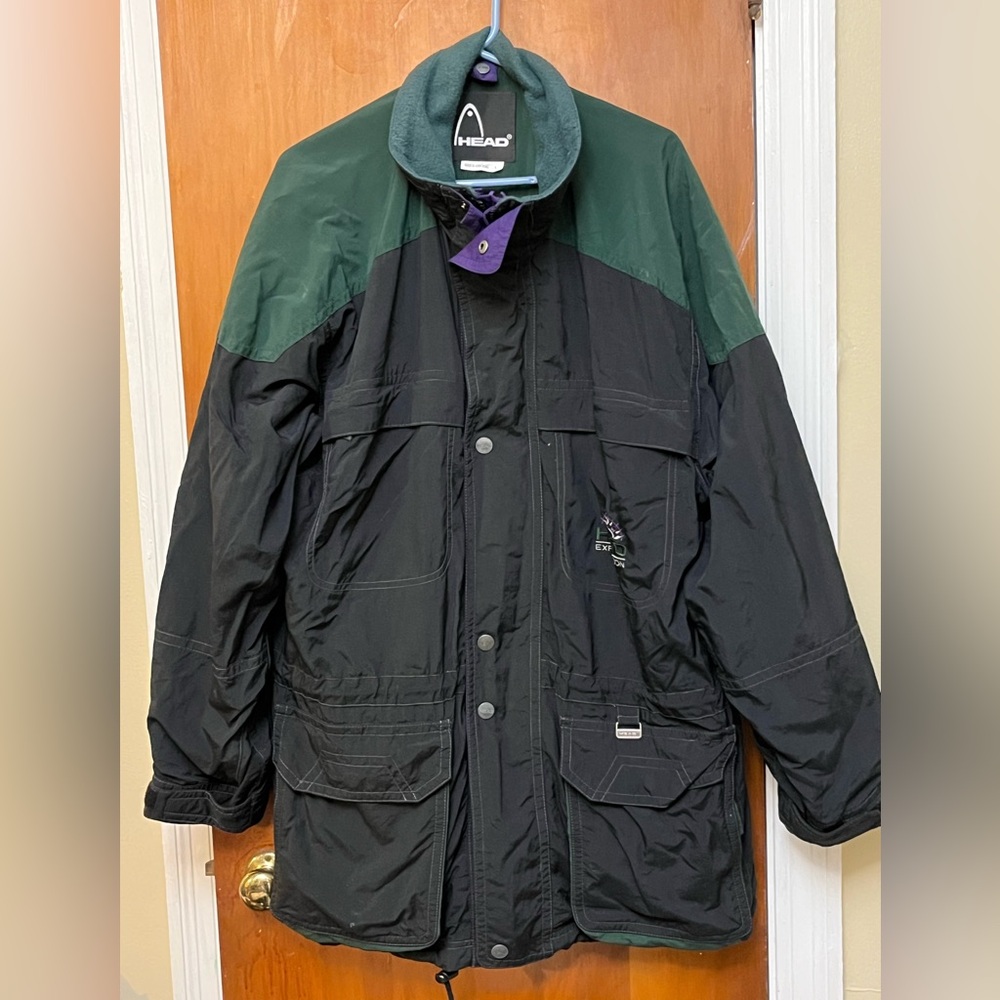 Head Exploration Men's Black and Dark Green Ski Jacket Good condition